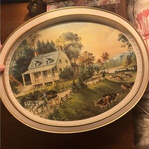 Currier & Ives Oval Tin Platter “The American Homestead - Summer” 1868